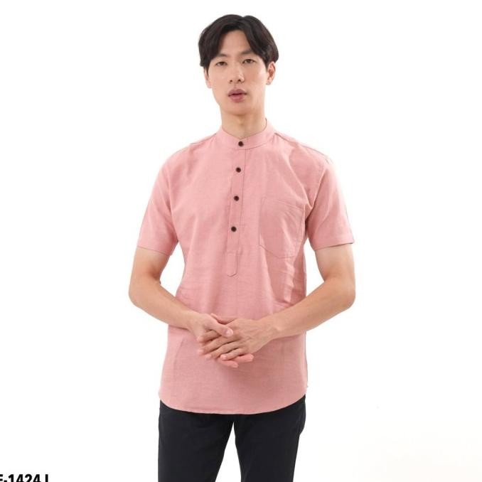 KEMEJA KOKO POLOS DUSTY PINK KEMEJA KOKO SHANGHAI MODERN PRIA DEWASA