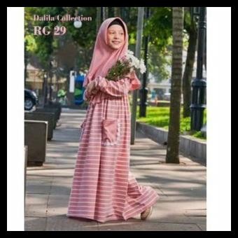 Gamis Anak Motif Garis | Gamis Kaos Anak Raggakids Stripe |Baju Muslim Produk Terlaris