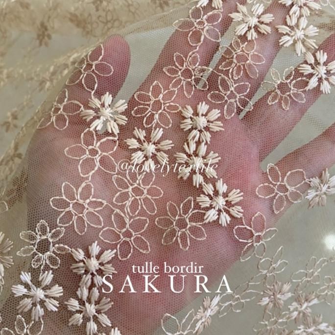 Terbaru Kain Tile Bordir Sakura / Kain Tulle Motif Bordir Best Seller
