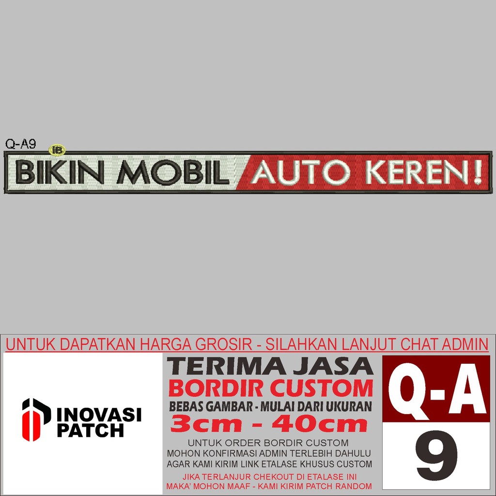 INOVASI PATCH BORDIR LOGO Q-A9 BIKIN MOBIL AUTO KEREN V2 - REVIEW/TESTIMONI