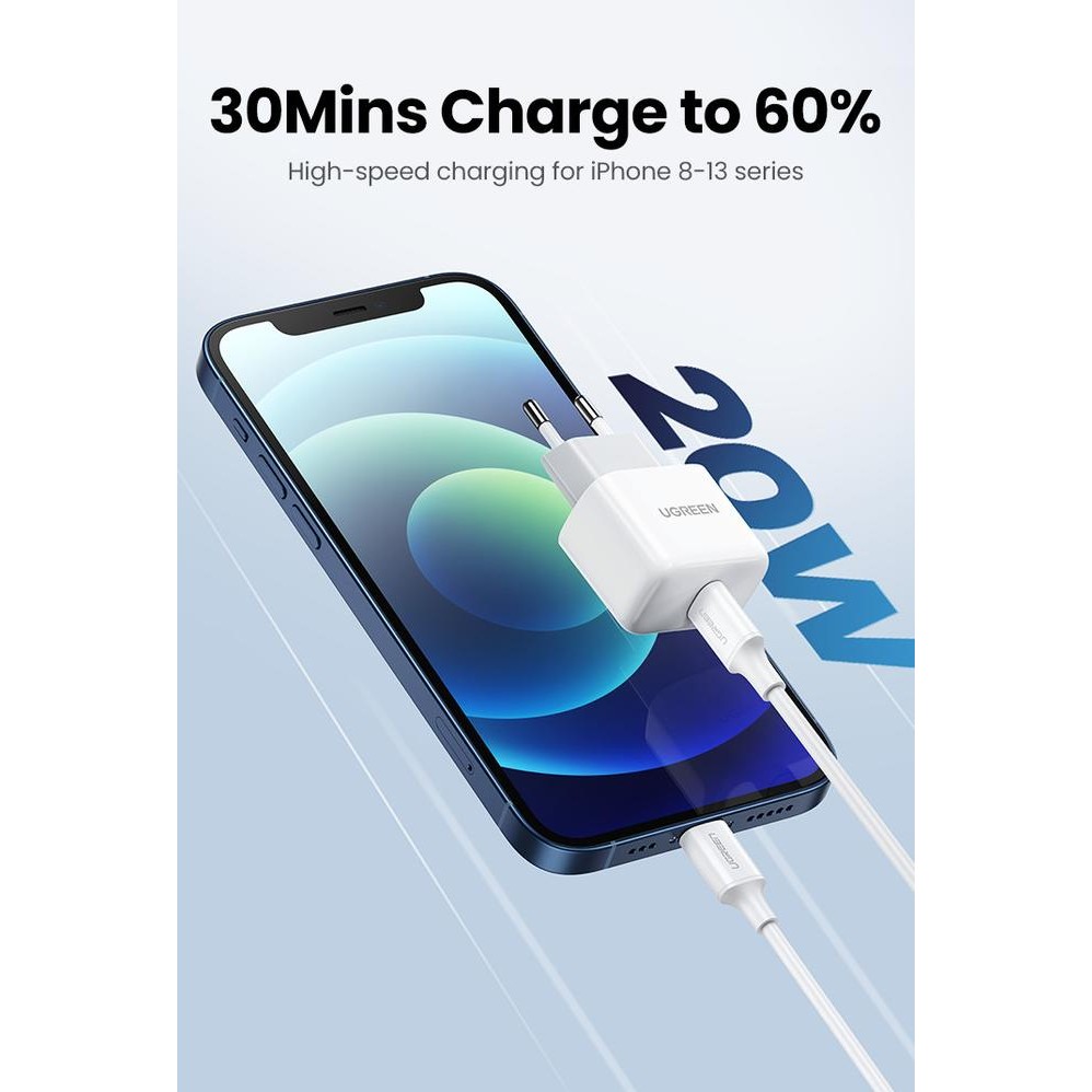 Ugreen Kepala Charger Iphone Mini Size 20W Fast Charging 10220