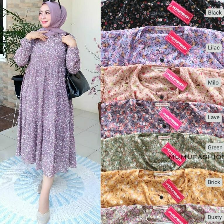 Promo Ramadhan Mufash - Priyanka Tunik Atasan Ceruty Premium Motif Bunga By Mumu Fashion / Glasya Tu