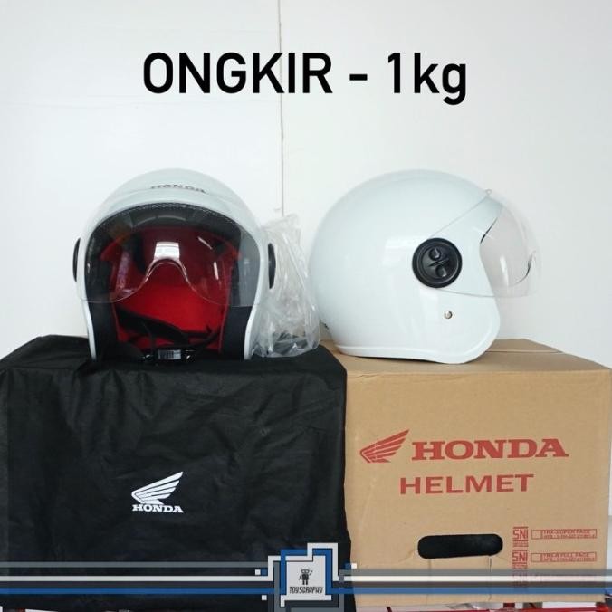 Helm Honda Scoopy White Trxs Trx S Ori & Sni Half Face Retro - Sale