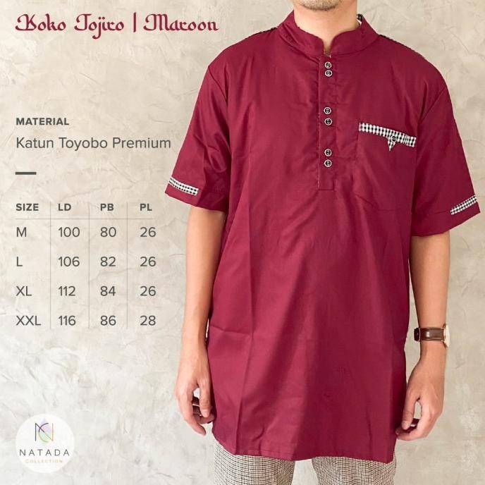 Baju Koko Pria Lengan Pendek / Koko Raja Tojiro / Baju Muslim Pria Original