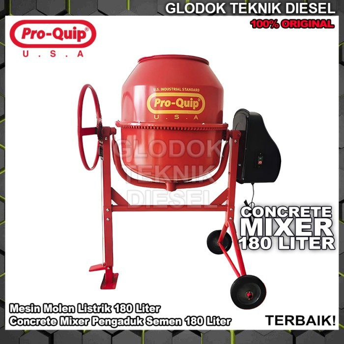 Proquip Mesin Molen Pengaduk Cor Semen Listrik 180 Liter Elektrik Concrete Mixer Machine Electric