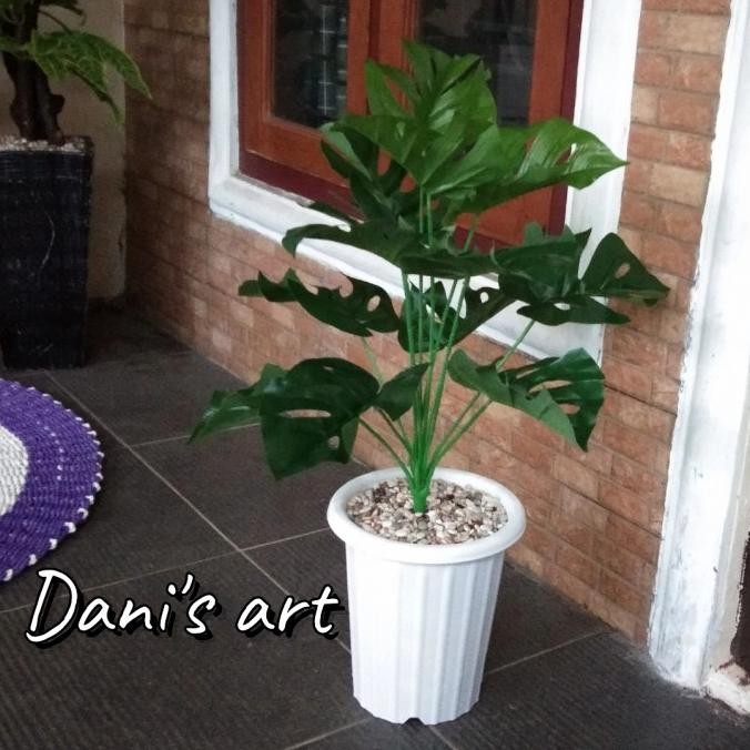 Daun Monstera Jumbo Monstera Palsu Tanaman Plastik