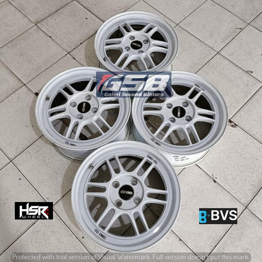 Ready Velg bekas model ENKEI R15 X6,5 4X100 ET WHITE pnp ke brio,calya,vios,jazz dll