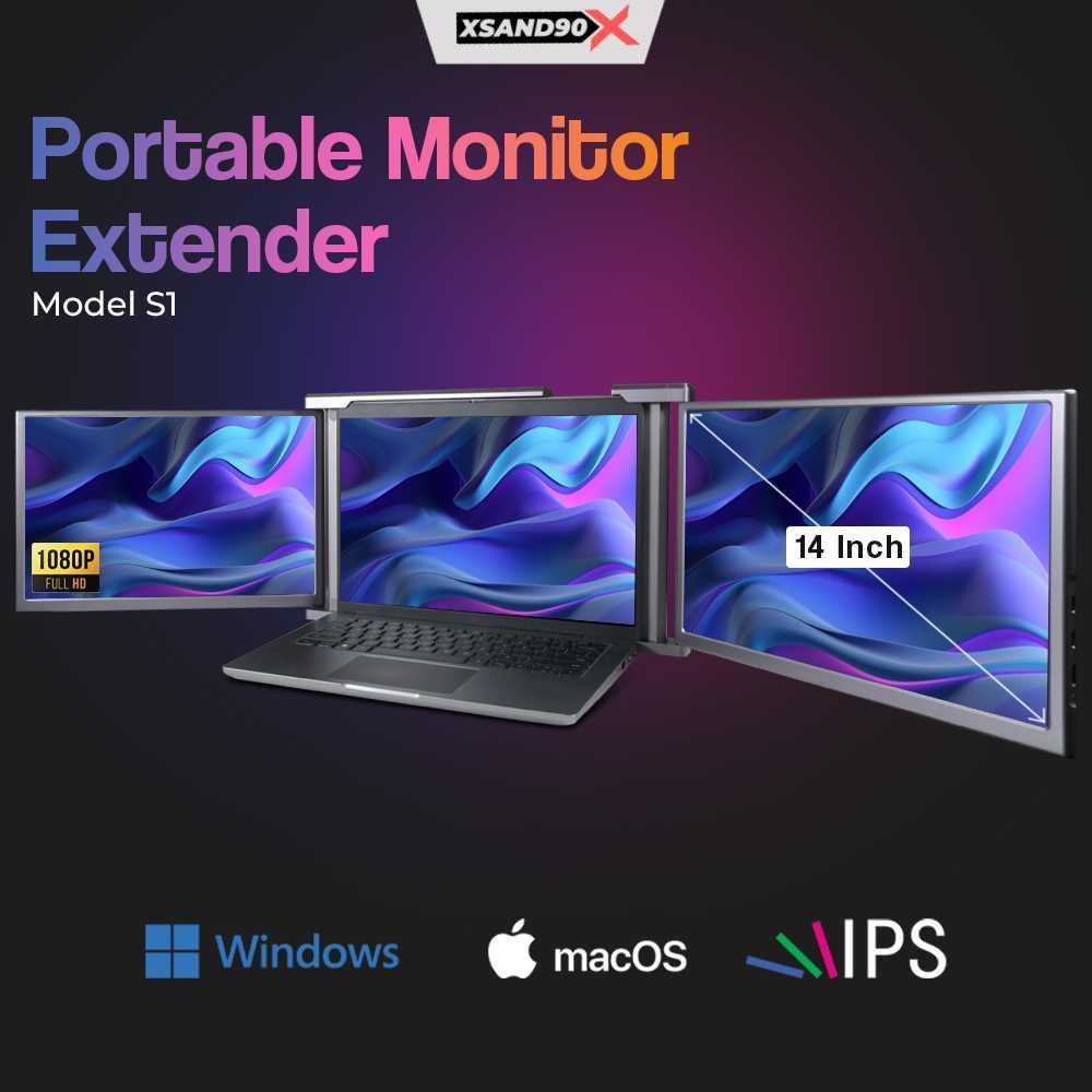 Aibecy Portable Monitor Dual Screen Extender 14 Inch IPS 60Hz 1080p - S1