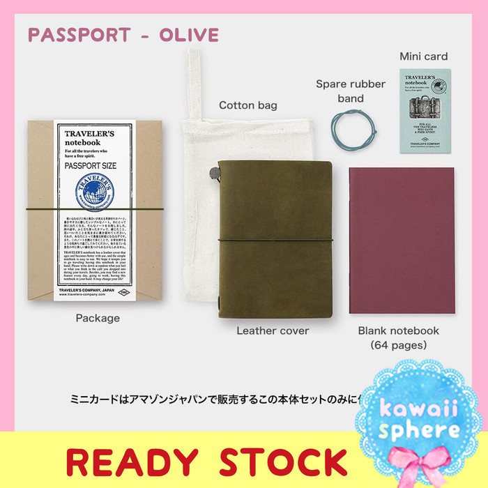 

Ready Travelers Notebook Kit Passport Olive Traveler's Notebook Cover