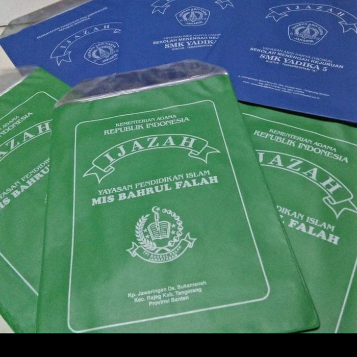 

Ready SAMPUL IJAZAH + SABLON (1sisi/1warna)