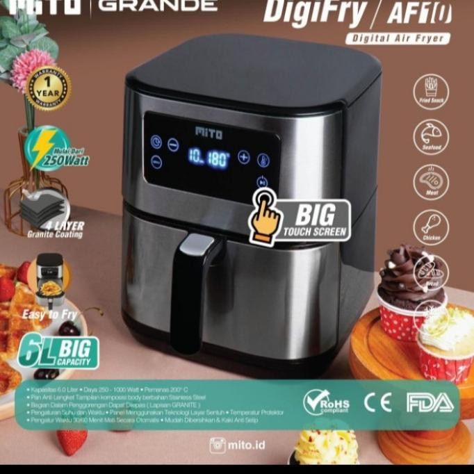 AIRFRYER AIR FRYER AF10 AF 10 MITO 6LITER GRANDE GORENG TANPA MINYAK