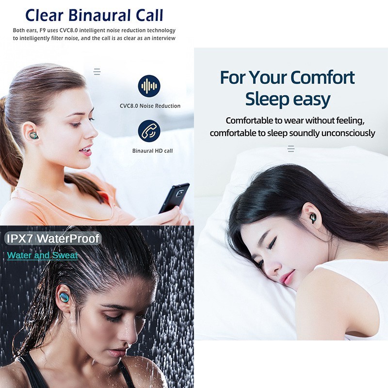 CUCI GUDANG TWS F9 Headset Bluetooth 5.0 9D T13 L35 Mipods HIFI Full Bass Stereo Noise Reduction