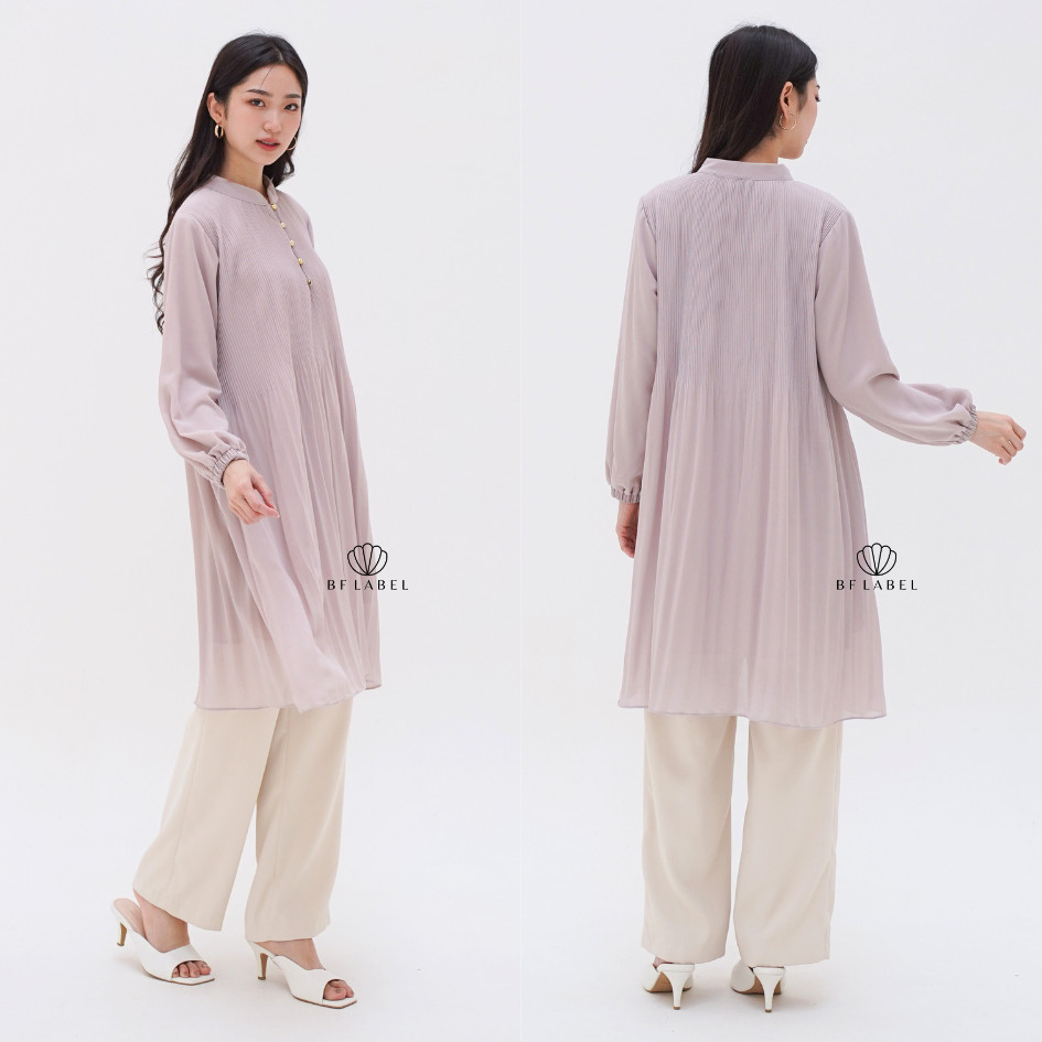 BEST DEALS BF Label - BELLE PLEATED TUNIC Pleated Long Tunic Atasan Plisket Wanita Premium Tunic