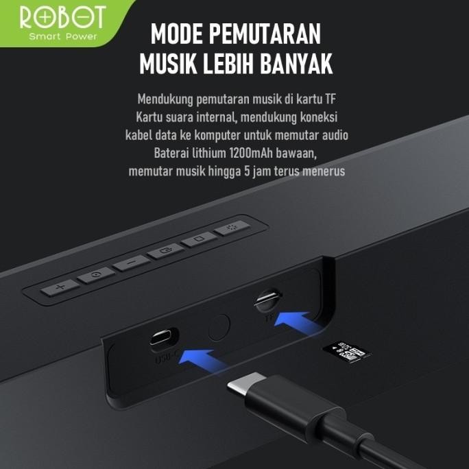 Robot RB580 Speaker Bluetooth Soundbar 10W Ultra Bass with RGB Light Terlaris