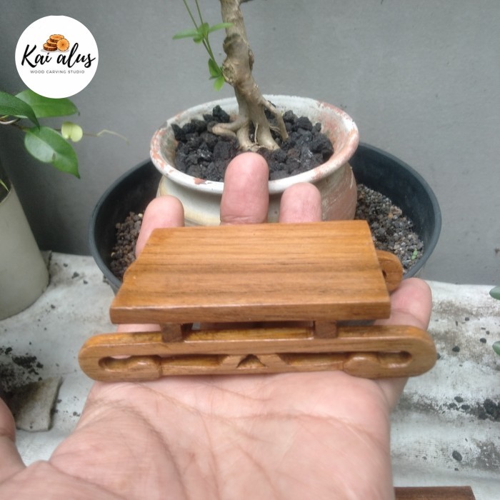 Meja Tatakan Bonsai Mame Shito Bahan Kayu Jati