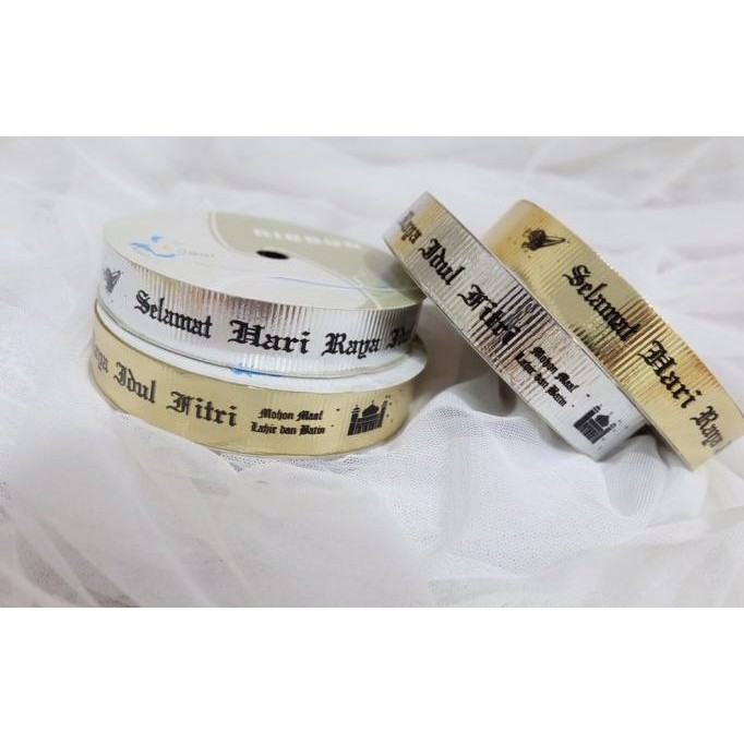 

Mubarak| pita selamat hari raya idul fitri metalik gold silver size 2cm premium