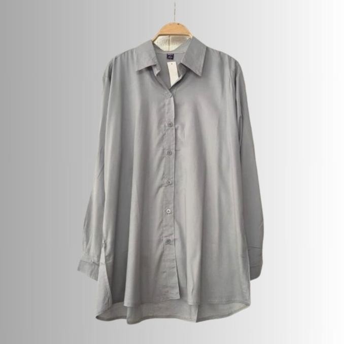 KEMEJA POLOS BASIC JUMBO OVERSIZED KATUN RAYON UNGU TUA - LILAC