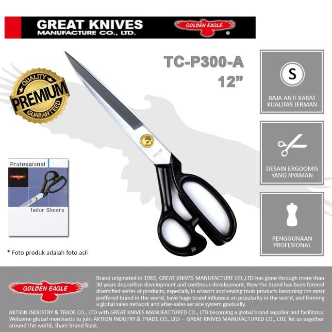 

Gunting Potong Bahan Kain Professional Golden Eagle 12 Inch Tc-P300-A