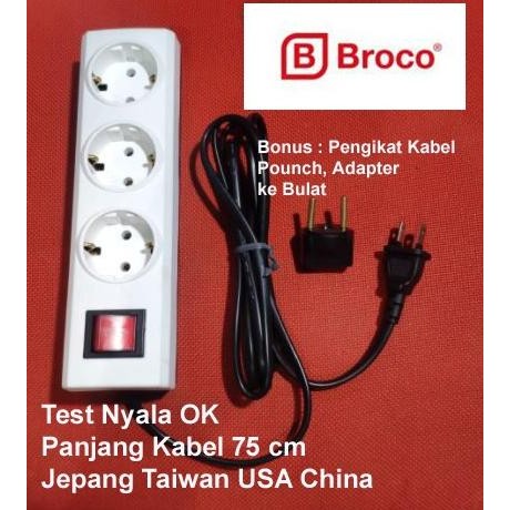 Travel Stop Kontak Colokan Listrik Plug Steker Jepang Japan Taiwan 3 Original