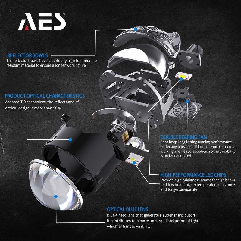 Bilens LED projector lens Bi led AES Turbo SE Experience 2.5 Inch TBS AES - Sepasang