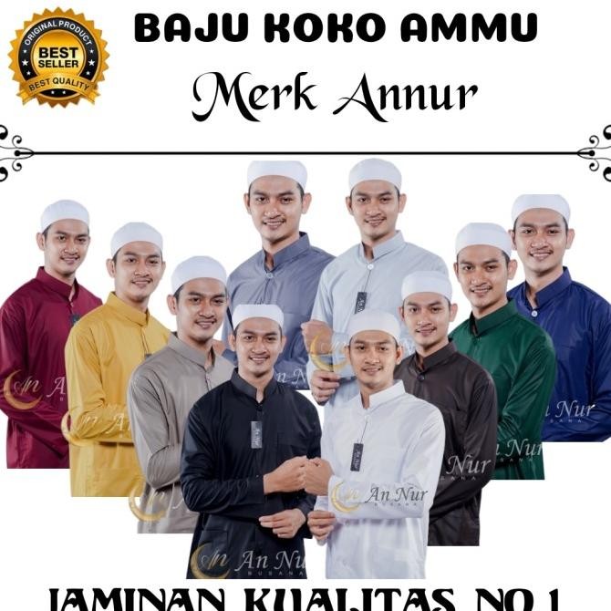 Baju Koko Ammu Amu Haibah Pria Dewasa Lengan Panjang Merk Annur Original