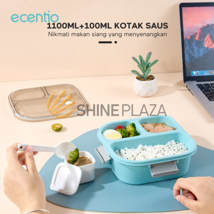 

LUNCH BOX SET ECENTIO 1100ML 3 GRID - KOTAK MAKAN TEMPAT BEKAL ANTI TUMPAH 3 SLOT