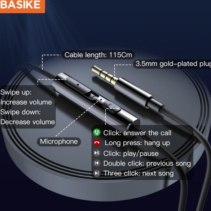 Earphone Basike Asli Hifi Super Bass Mikrofon Hd Kontrol Cerdas