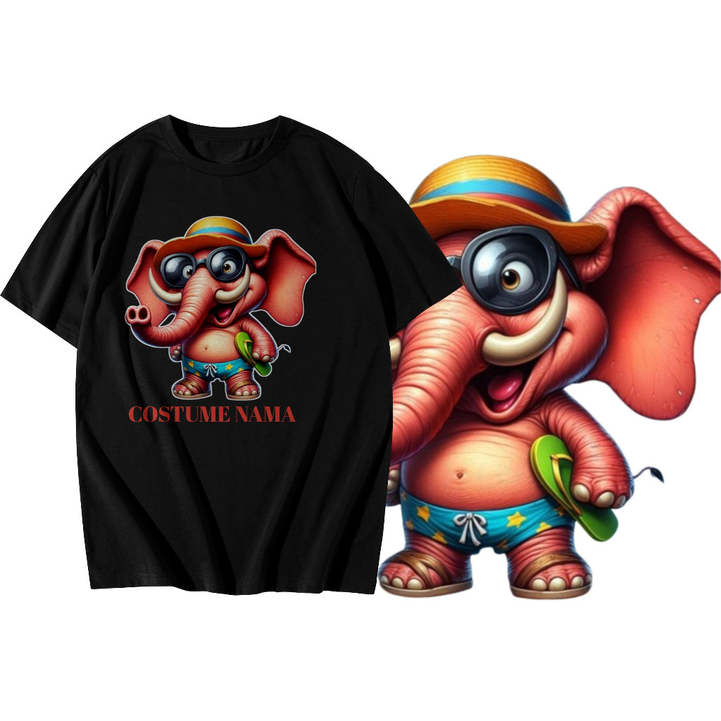 kaos anak anak usia 1-10 tahun / GAJAH / bisa costume nama sendiri / bahan katun premium