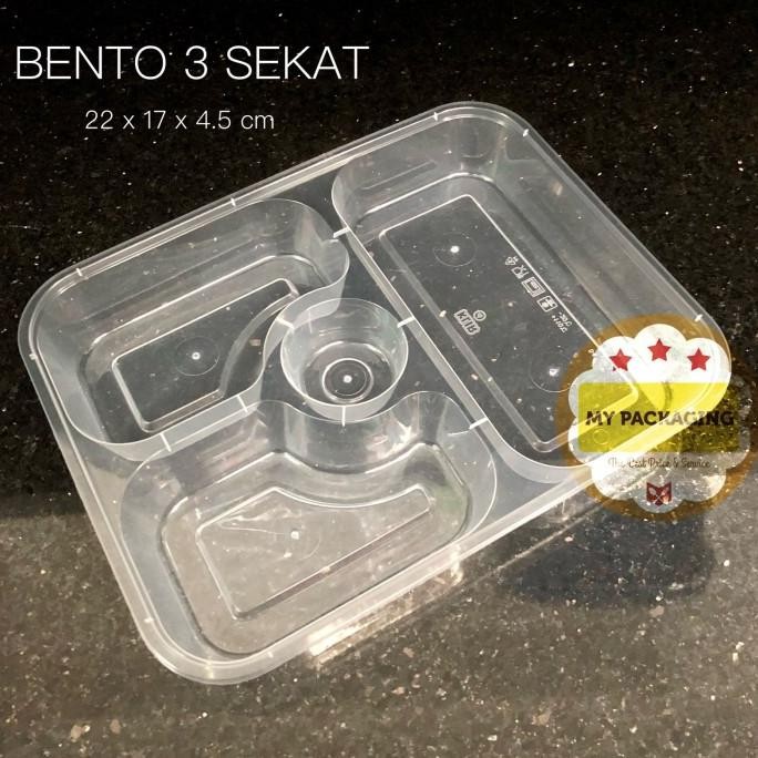 ------] Thinwall Bento Sekat 3 / Food Container + Tutup (isi 25set)