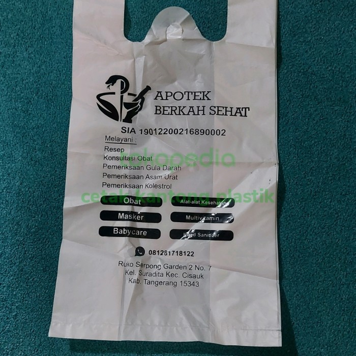 HOT SALE Plastik kresek putih susu 17 x 33 sablon-Apotek