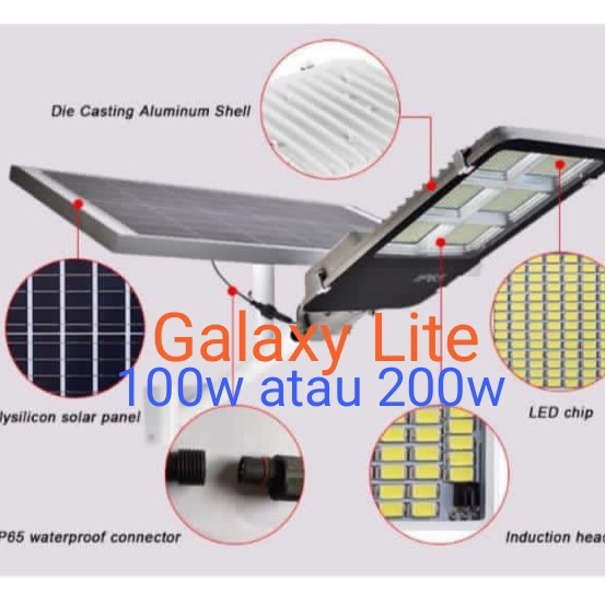 Langsung diprses@ Lampu jalan tenaga surya led 100w atau 200w tanpa PIR sensor gerak