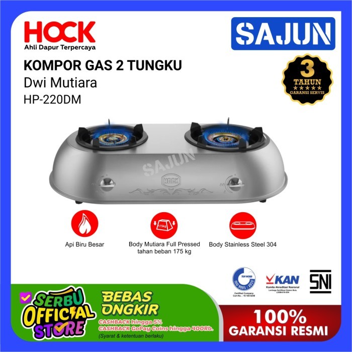 TERBARU Hock Kompor Gas 2 Tungku Dwi Mutiara HP-220DM
