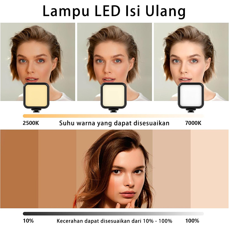 HOT DEALS KAIY Vlogging KIT Alat Paket Vlog Hp Lengkap 5 in 1 Item Lampu Video LED Phone Holder