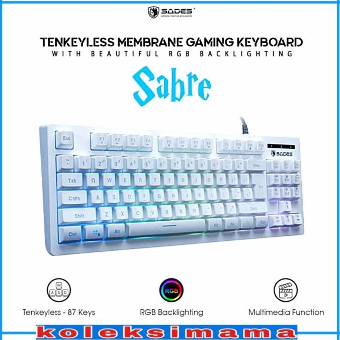 Sades Sabre TKL RGB Gaming Keyboard - Putih