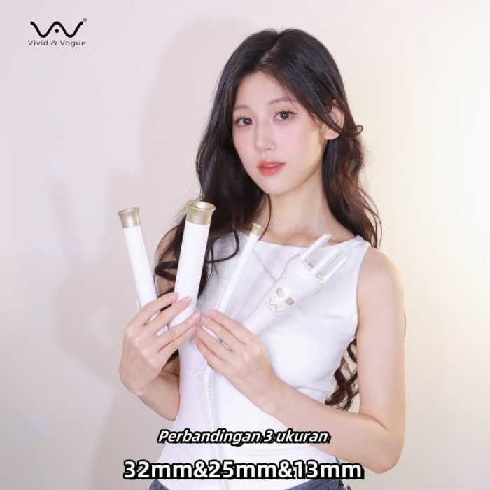 Vivid Vogue Catokan Curly Otomatis 32Mm 25Mm 13Mm Curly Rambut