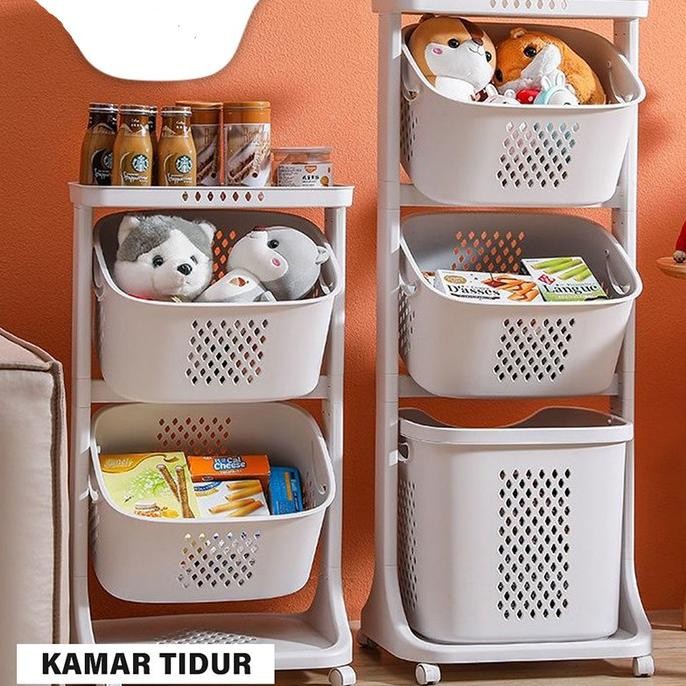 Keranjang baju laundry bag 4 susun rak basket Keranjang rak baju kotor BS9