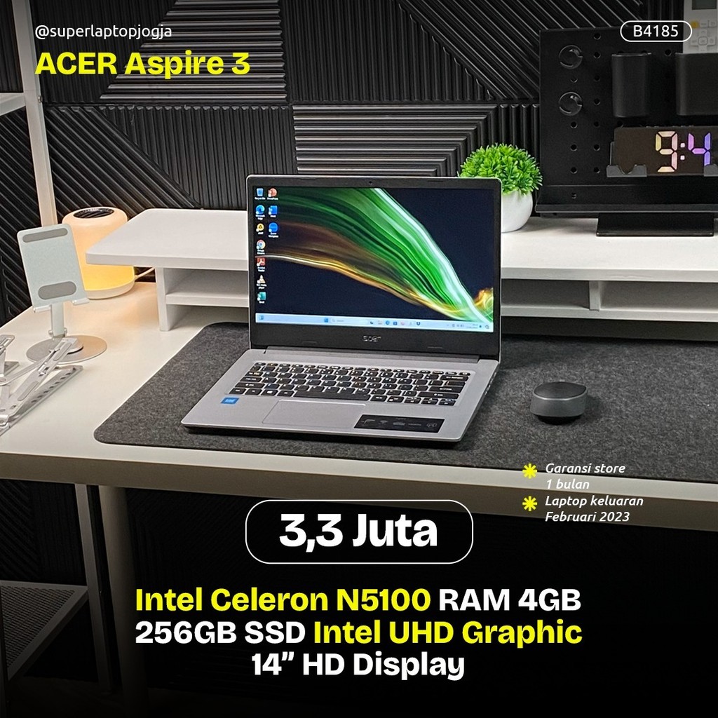 Acer Aspire 3 intel celeron n5100 ram 4gb ssd 256gb silver