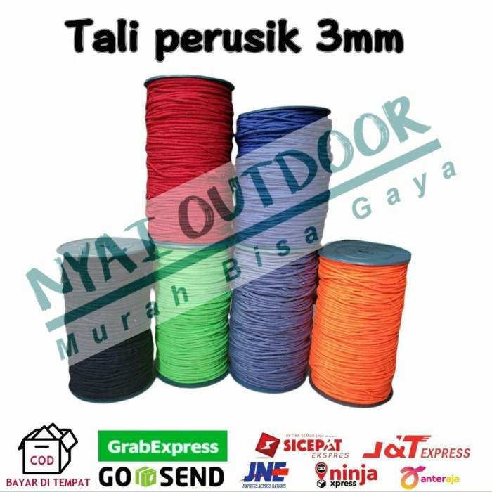 tali perusik 3mm tali perusik polos paracord tali gelang gunung