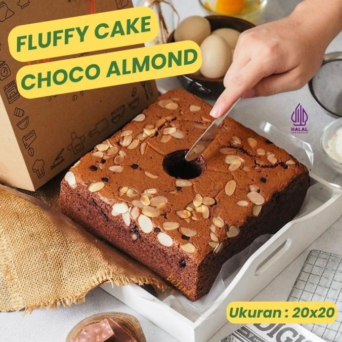 

choco almond cake - fluffy cake uk 20x20cm termurah