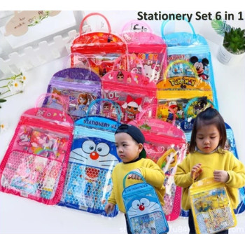 

Stationery Set 6 in 1 Free Bag Alat Tulis Anak Sekolah Buku Pulpen Penghapus Pengaris
