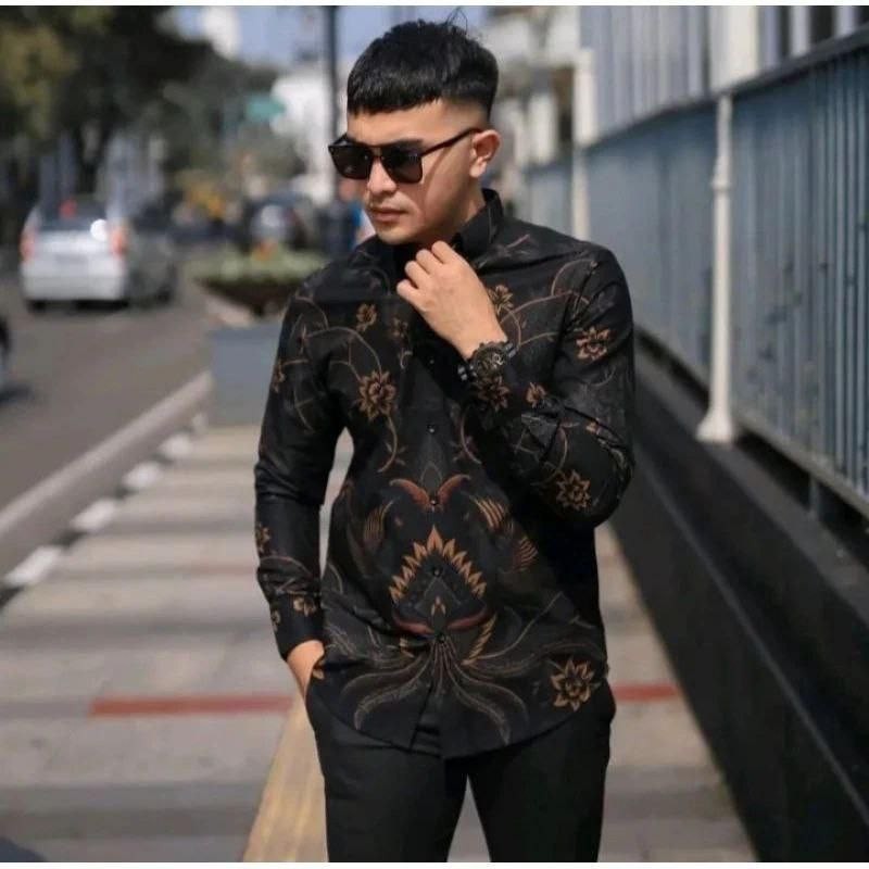 Barik Dewasa Natik Kemeja Batik Pria Lengan Pendek Katun Primis Premium Halus M L Xl Sragam Sinoman 