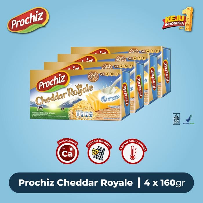 

Keju PROCHIZ Cheddar Royale 160 gr Paket 4 pcs Kualitas Terbaik