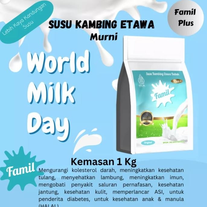 

Susu Kambing Etawa Bubuk 1kg Halal Kaya Manfaat / Famil Original Plus HF56