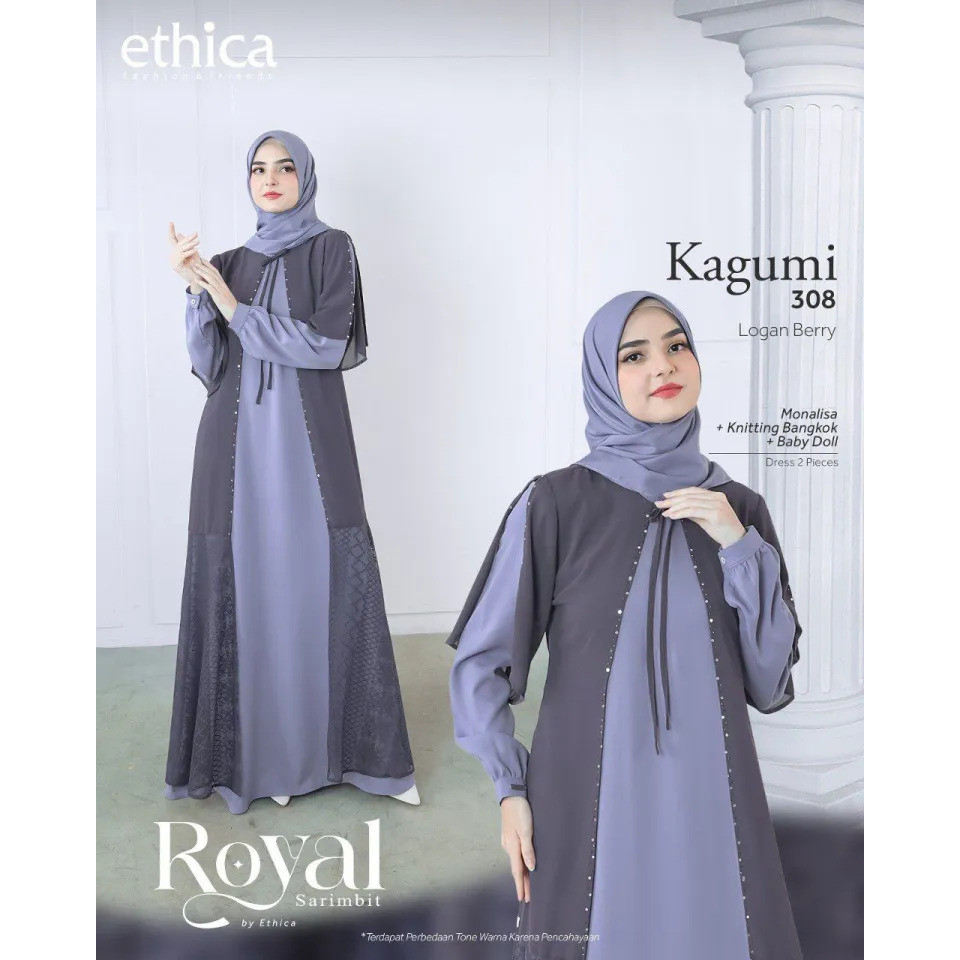 Gamis Ethica KAGUMI 308 | Model Baju Gamis Terbaru Lebaran 2025 | Dress Lebaran 2025
