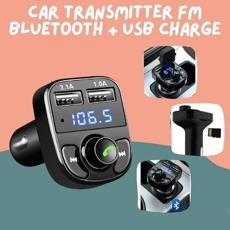 Produk Terbaik] Bluetooth Audio Receiver Radio FM Transmitter With USB Charger 2 Port