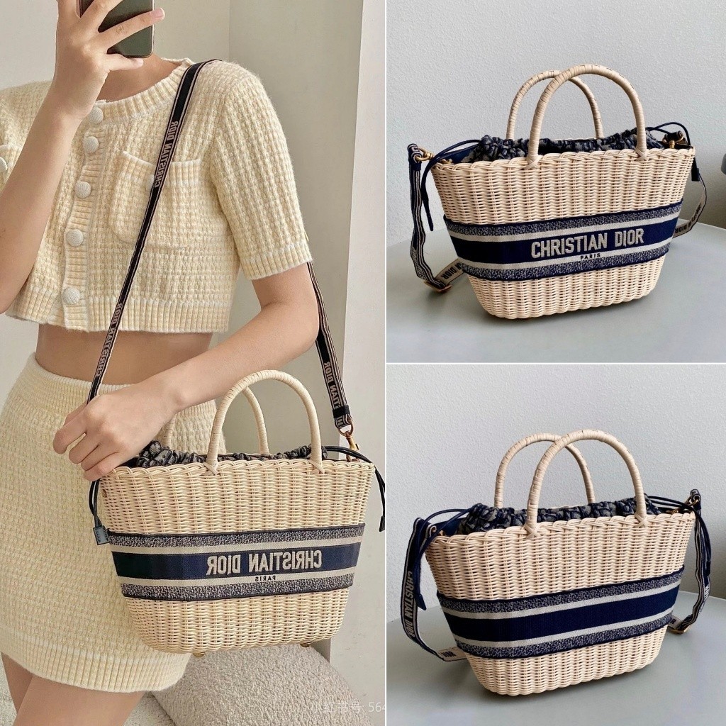 Pre order Dior Straw Tote Bag Wanita Tas Bahu 1296 Size 35*20.5*11cm