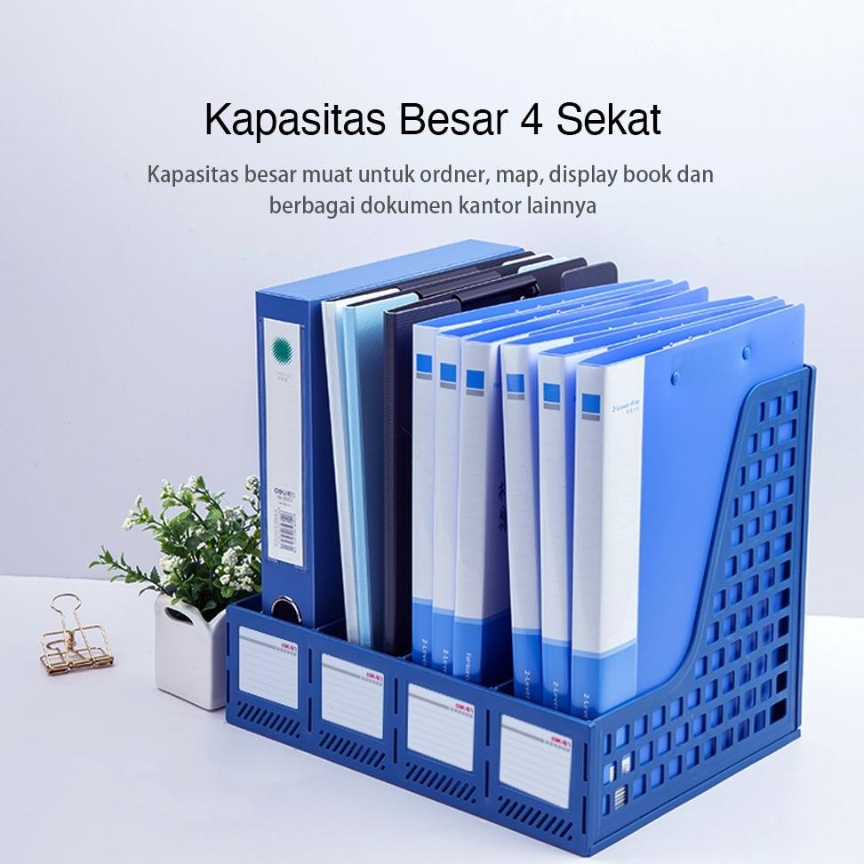 

BISA COD Deli File Tray / Rak Box File Bahan Plastik 4 Sekat 33777 hjg-7