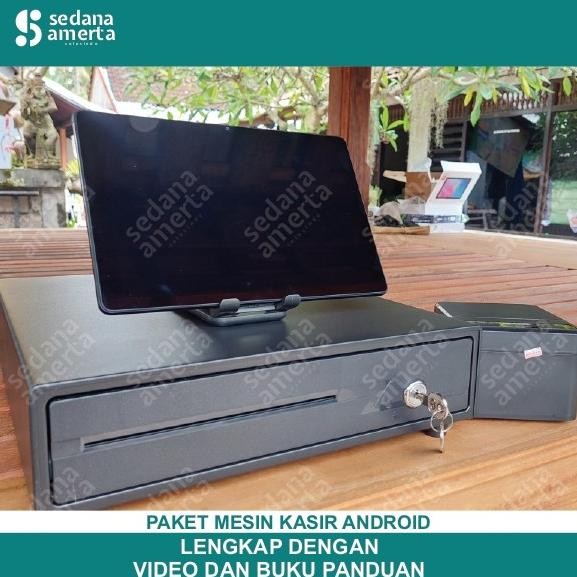 Paket Mesin Kasir Android Pos Tablet/Tab 10 Inch 6/128- Paket Lengkap : Tab, Laci Uang/Cash Drawer &