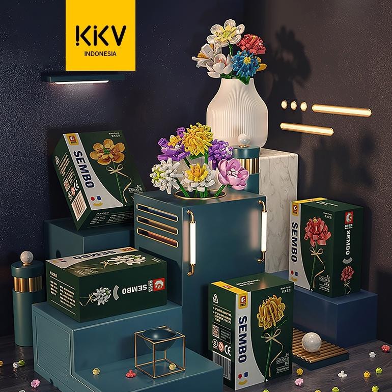 VIRAL KKV-SEMBO building blocks flowers/bouquet gift (warna bunga dikirimkan acak) aq-54