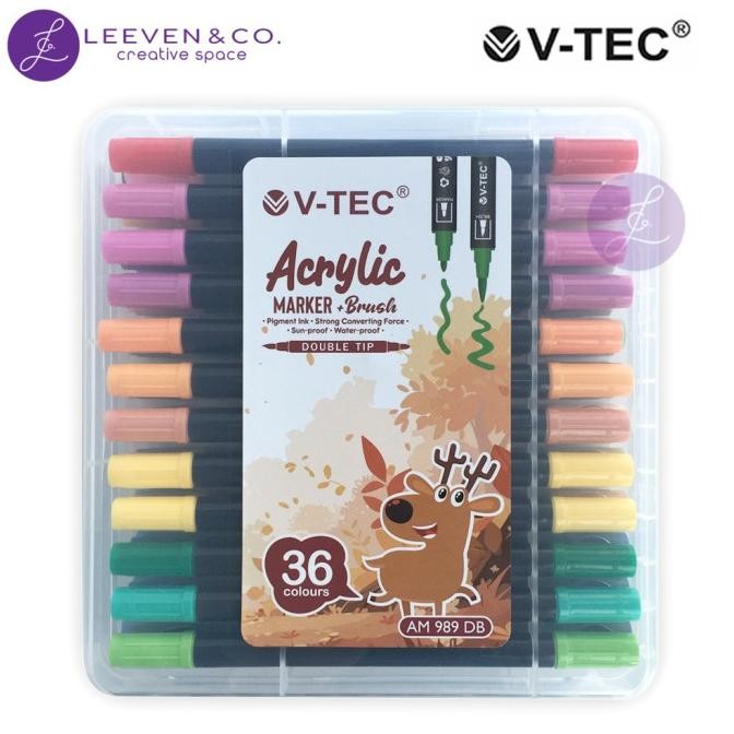 

TERBARU - V-TEC ACRYLIC MARKER + BRUSH PEN 36 COLOR (AM 989 DB)